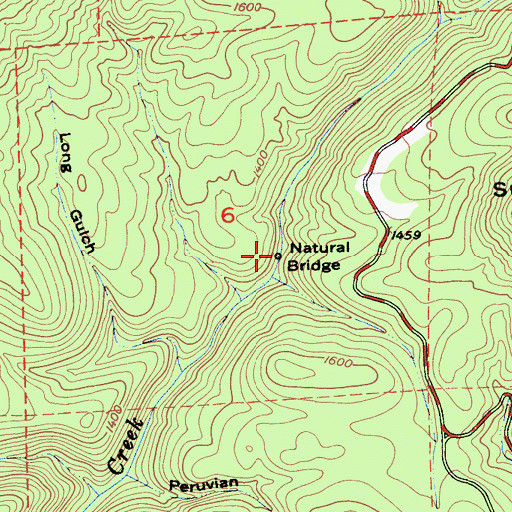 Topographic Map of Natural Bridge, CA