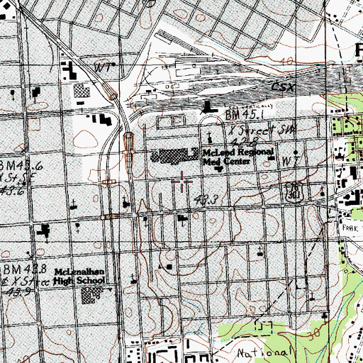 Topographic Map of McLeod Ambulatory Surgery Center, SC