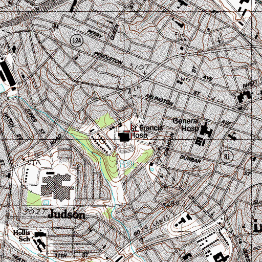 Topographic Map of Regency Hospital of Greenville, SC