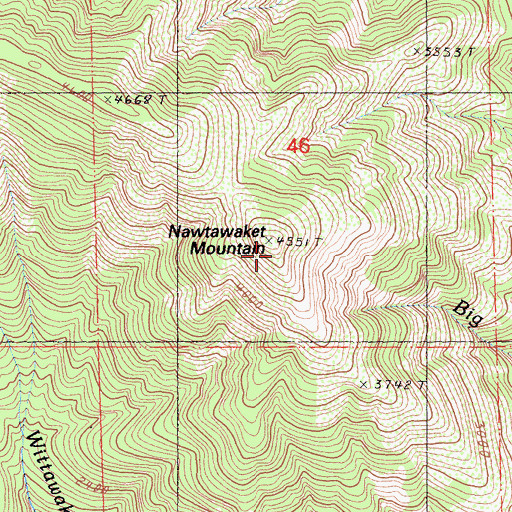 Topographic Map of Nawtawaket Mountain, CA