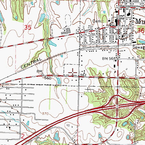 Topographic Map of Mulberry Grove Fire Protection District, IL