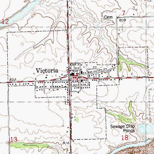 Topographic Map of Victoria - Copley Fire Protection District, IL