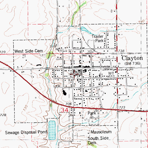 Topographic Map of Clayton Fire Protection District, IL