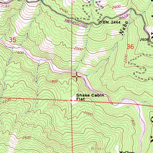 Topographic Map of Nebo Creek, CA