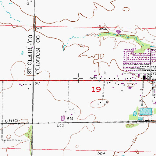 Topographic Map of Sugar Creek Township Fire Protection District, IL