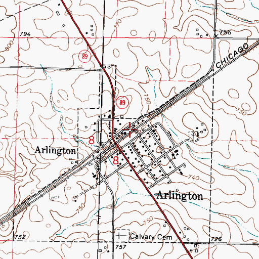 Topographic Map of Arlington Fire Protection District, IL