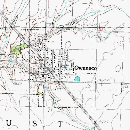 Topographic Map of Owaneco Fire Protection District, IL