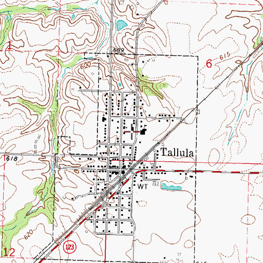 Topographic Map of Tallula Fire Department, IL