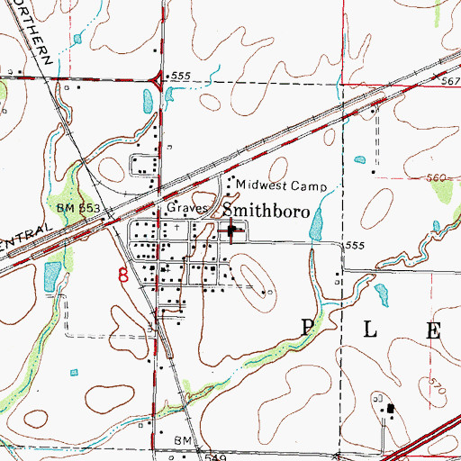 Topographic Map of Smithboro Fire Protection District, IL