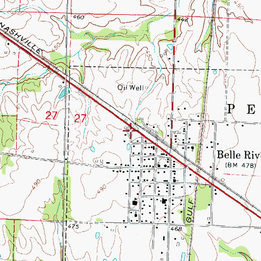 Topographic Map of Belle Rive Fire Department, IL