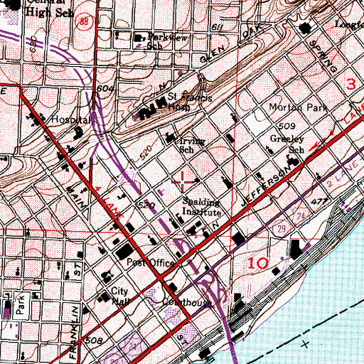 Topographic Map of Peoria Fire Department Central Station, IL