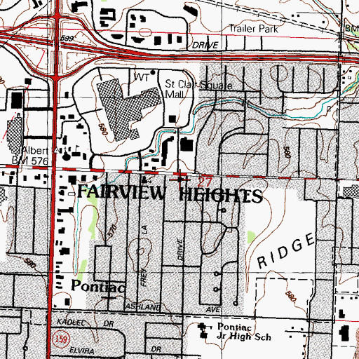 Topographic Map of Fairview - Caseyville Township Fire Protection District Station 2 Headquarters, IL