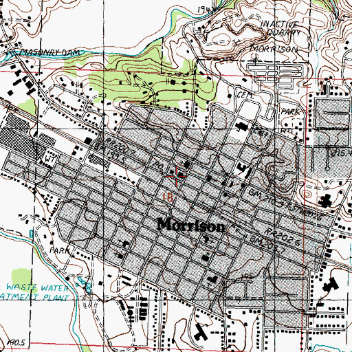 Topographic Map of Morrison Fire Department, IL