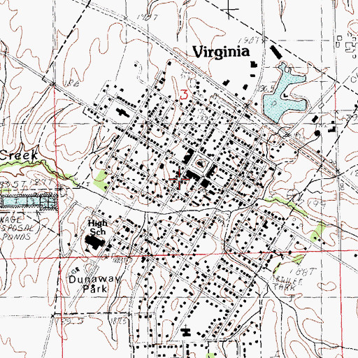 Topographic Map of Virginia Volunteer Fire Department, IL