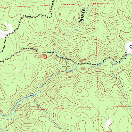 Topographic Map of Neds Gulch, CA