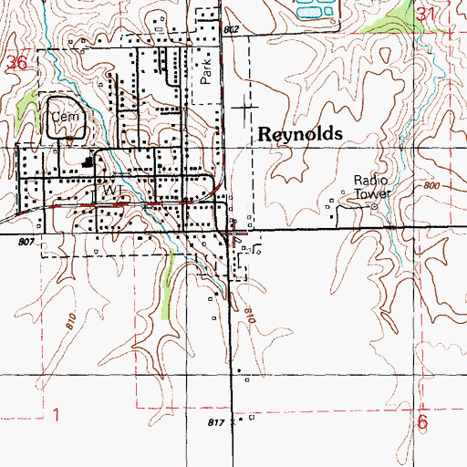 Topographic Map of Reynolds Fire Protection District, IL