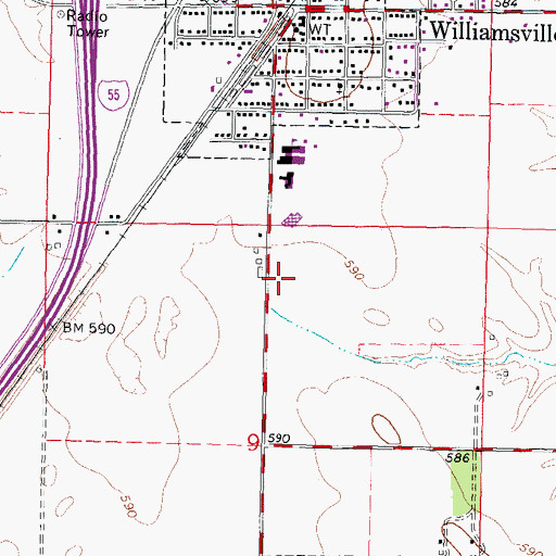 Topographic Map of Williamsville Fire Protection District, IL