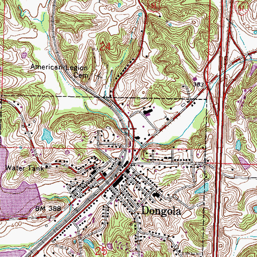 Topographic Map of Dongola Fire Department, IL