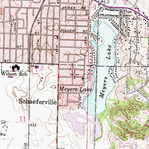 Topographic Map of Schaeferville Fire Protection District, IL