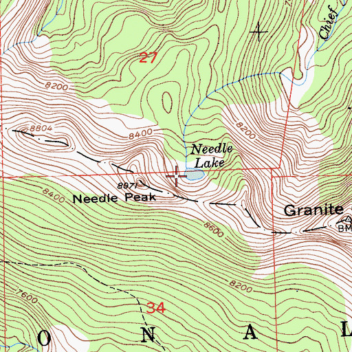 Topographic Map of Needle Lake, CA