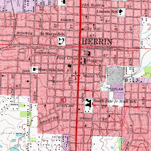 Topographic Map of Herrin Fire Department, IL