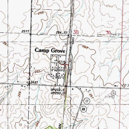 Topographic Map of Camp Grove Community Fire District, IL