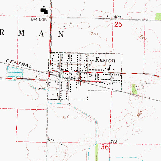 Topographic Map of Easton Rural Fire Department, IL