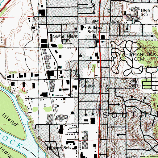 Topographic Map of Rock Island Fire Department Station 4, IL