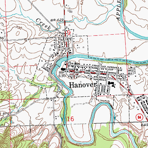 Topographic Map of Hanover Volunteer Fire Department, IL