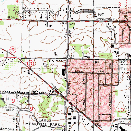 Topographic Map of Northwest Fire Station, IL