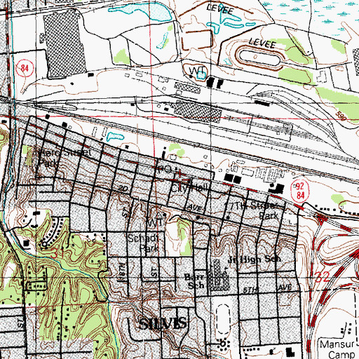 Topographic Map of Silvis Fire Department, IL