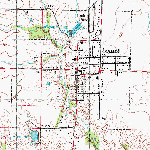 Topographic Map of Loami Fire Department, IL