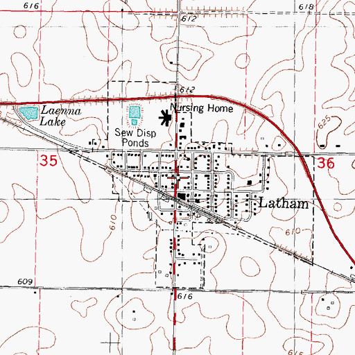 Topographic Map of Latham Fire Protection District, IL