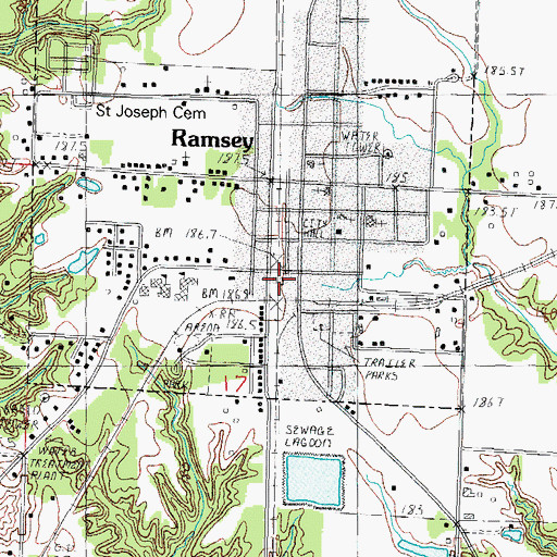 Topographic Map of Ramsey Fire Protection District, IL