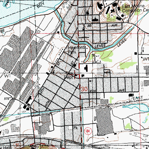 Topographic Map of East Moline Fire Station 22, IL