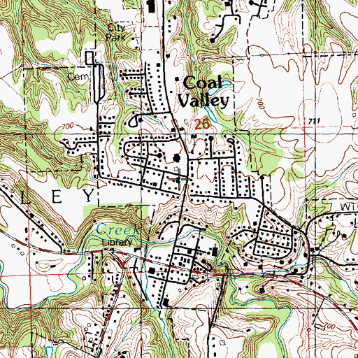 Topographic Map of Coal Valley Fire Protection District, IL