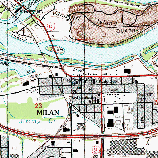 Topographic Map of Blackhawk Fire Station, IL