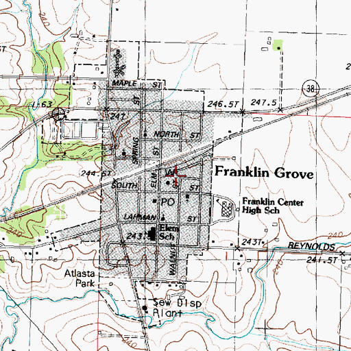 Topographic Map of Franklin Grove Fire Department, IL