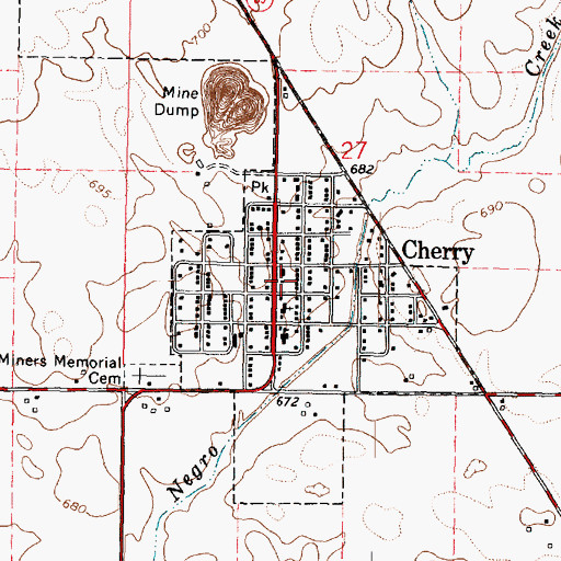 Topographic Map of Cherry Fire Department, IL