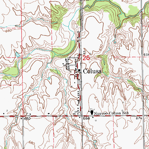 Topographic Map of Dallas City Rural Fire Protection District Colusa Station, IL