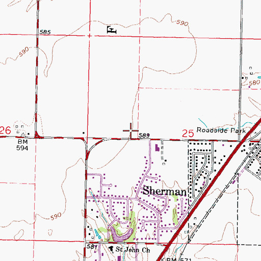 Topographic Map of Sherman Fire Protection District, IL