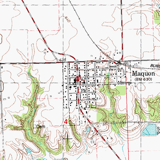 Topographic Map of Maquon Fire Protection District, IL