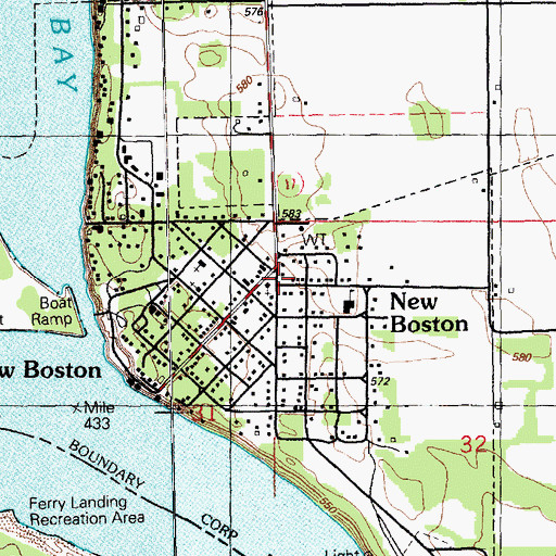 Topographic Map of New Boston - Eliza Fire Protection District Station 1, IL