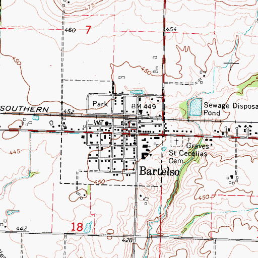 Topographic Map of Santa Fe Fire Protection District, IL