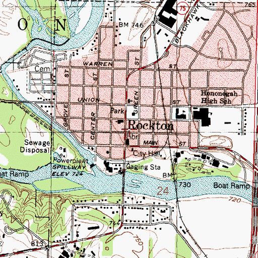 Topographic Map of Rockton Fire Protection District Station 1, IL
