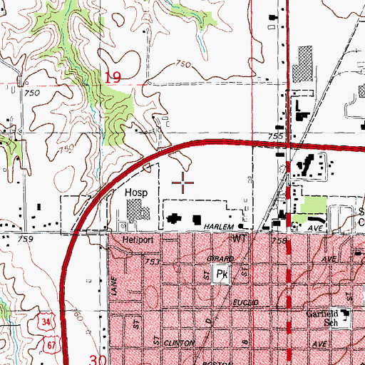 Topographic Map of Monmouth Fire Department Station 1, IL