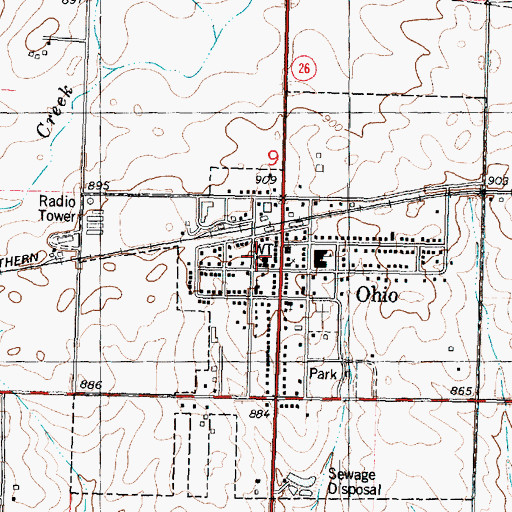 Topographic Map of Ohio Fire Protection District, IL