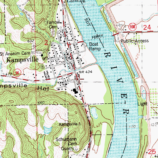 Topographic Map of North Calhoun Fire Protection District Station 1, IL