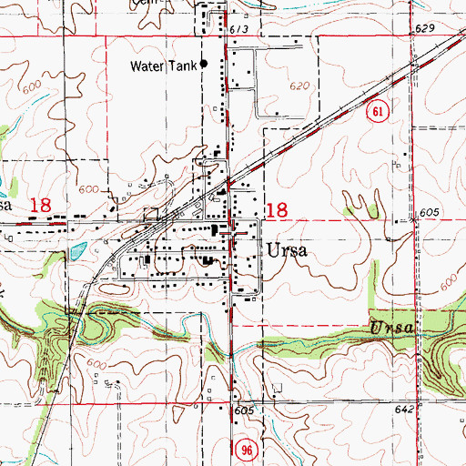 Topographic Map of Ursa Fire Protection District, IL