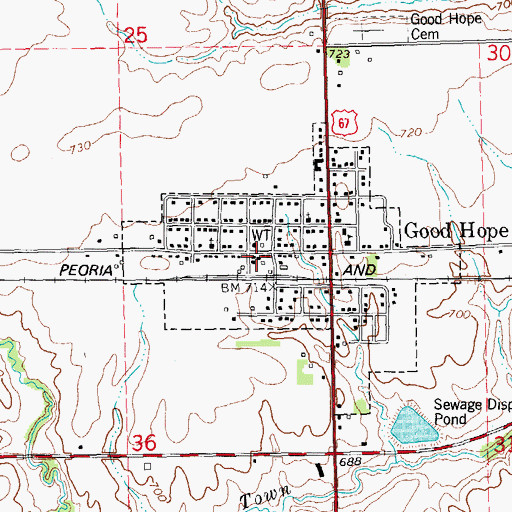 Topographic Map of Good Hope - Sciota Fire Protection District Station 1, IL